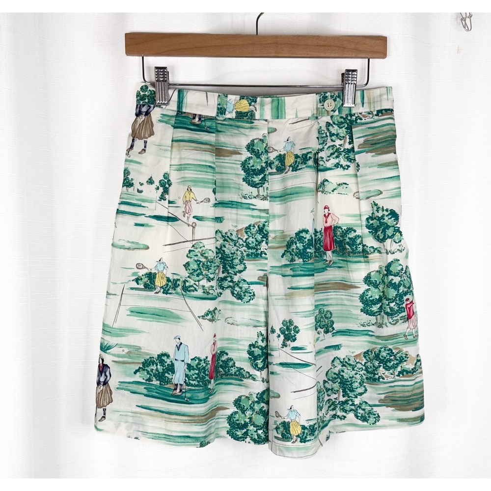 Vtg Tail Colorful Floral Pleated Tennis Golf High Waist Shorts Pockets Sz 10